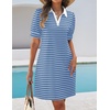 image:imageZESICA Womens Summer Casual Striped T Shirt Mini DressSkyblue