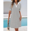 image:imageZESICA Womens Summer Casual Striped T Shirt Mini DressWhite