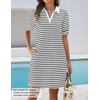 image:imageZESICA Womens Summer Casual Striped T Shirt Mini DressWhite