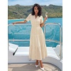 image:imageZESICA Womens Summer Casual V Neck Eyelet A Line Maxi DressesApricot