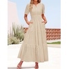 image:imageZESICA Womens Summer Casual V Neck Eyelet A Line Maxi DressesApricot