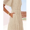image:imageZESICA Womens Summer Casual V Neck Eyelet A Line Maxi DressesApricot