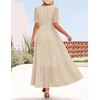 image:imageZESICA Womens Summer Casual V Neck Eyelet A Line Maxi DressesApricot
