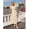 image:imageZESICA Womens Summer Casual V Neck Eyelet A Line Maxi DressesApricot