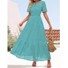 image:imageZESICA Womens Summer Casual V Neck Eyelet A Line Maxi DressesAqua