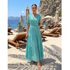image:imageZESICA Womens Summer Casual V Neck Eyelet A Line Maxi DressesAqua