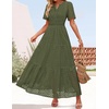 image:imageZESICA Womens Summer Casual V Neck Eyelet A Line Maxi DressesArmy Green