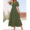 image:imageZESICA Womens Summer Casual V Neck Eyelet A Line Maxi DressesArmy Green