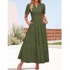image:imageZESICA Womens Summer Casual V Neck Eyelet A Line Maxi DressesArmy Green