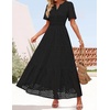 image:imageZESICA Womens Summer Casual V Neck Eyelet A Line Maxi DressesBlack
