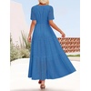 image:imageZESICA Womens Summer Casual V Neck Eyelet A Line Maxi DressesCobalt