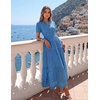 image:imageZESICA Womens Summer Casual V Neck Eyelet A Line Maxi DressesCobalt