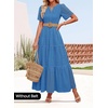 image:imageZESICA Womens Summer Casual V Neck Eyelet A Line Maxi DressesCobalt