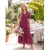 image:imageZESICA Womens Summer Casual V Neck Eyelet A Line Maxi DressesFuchsia