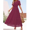 image:imageZESICA Womens Summer Casual V Neck Eyelet A Line Maxi DressesFuchsia