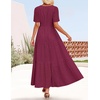 image:imageZESICA Womens Summer Casual V Neck Eyelet A Line Maxi DressesFuchsia