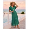image:imageZESICA Womens Summer Casual V Neck Eyelet A Line Maxi DressesGreen