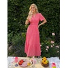 image:imageZESICA Womens Summer Casual V Neck Eyelet A Line Maxi DressesHot Pink