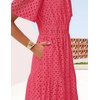 image:imageZESICA Womens Summer Casual V Neck Eyelet A Line Maxi DressesHot Pink