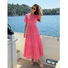 image:imageZESICA Womens Summer Casual V Neck Eyelet A Line Maxi DressesHot Pink