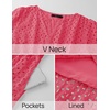 image:imageZESICA Womens Summer Casual V Neck Eyelet A Line Maxi DressesHot Pink