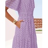 image:imageZESICA Womens Summer Casual V Neck Eyelet A Line Maxi DressesLight Purple