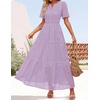 image:imageZESICA Womens Summer Casual V Neck Eyelet A Line Maxi DressesLight Purple