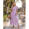image:imageZESICA Womens Summer Casual V Neck Eyelet A Line Maxi DressesLight Purple