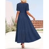 image:imageZESICA Womens Summer Casual V Neck Eyelet A Line Maxi DressesNavy