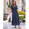 image:imageZESICA Womens Summer Casual V Neck Eyelet A Line Maxi DressesNavy