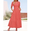 image:imageZESICA Womens Summer Casual V Neck Eyelet A Line Maxi DressesPeach