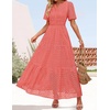 image:imageZESICA Womens Summer Casual V Neck Eyelet A Line Maxi DressesPeach