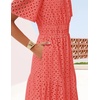 image:imageZESICA Womens Summer Casual V Neck Eyelet A Line Maxi DressesPeach