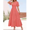 image:imageZESICA Womens Summer Casual V Neck Eyelet A Line Maxi DressesPeach