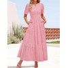image:imageZESICA Womens Summer Casual V Neck Eyelet A Line Maxi DressesPink