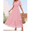 image:imageZESICA Womens Summer Casual V Neck Eyelet A Line Maxi DressesPink
