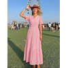 image:imageZESICA Womens Summer Casual V Neck Eyelet A Line Maxi DressesPink