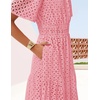 image:imageZESICA Womens Summer Casual V Neck Eyelet A Line Maxi DressesPink