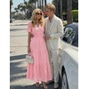 image:imageZESICA Womens Summer Casual V Neck Eyelet A Line Maxi DressesPink