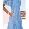 image:imageZESICA Womens Summer Casual V Neck Eyelet A Line Maxi DressesSky