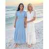 image:imageZESICA Womens Summer Casual V Neck Eyelet A Line Maxi DressesSky