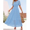 image:imageZESICA Womens Summer Casual V Neck Eyelet A Line Maxi DressesSky