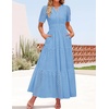image:imageZESICA Womens Summer Casual V Neck Eyelet A Line Maxi DressesSky