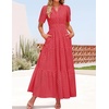 image:imageZESICA Womens Summer Casual V Neck Eyelet A Line Maxi DressesWatermelon