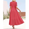 image:imageZESICA Womens Summer Casual V Neck Eyelet A Line Maxi DressesWatermelon