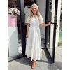 image:imageZESICA Womens Summer Casual V Neck Eyelet A Line Maxi DressesWhite