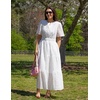 image:imageZESICA Womens Summer Casual V Neck Eyelet A Line Maxi DressesWhite