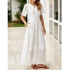 image:imageZESICA Womens Summer Casual V Neck Eyelet A Line Maxi DressesWhite