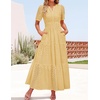 image:imageZESICA Womens Summer Casual V Neck Eyelet A Line Maxi DressesYellow