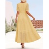 image:imageZESICA Womens Summer Casual V Neck Eyelet A Line Maxi DressesYellow